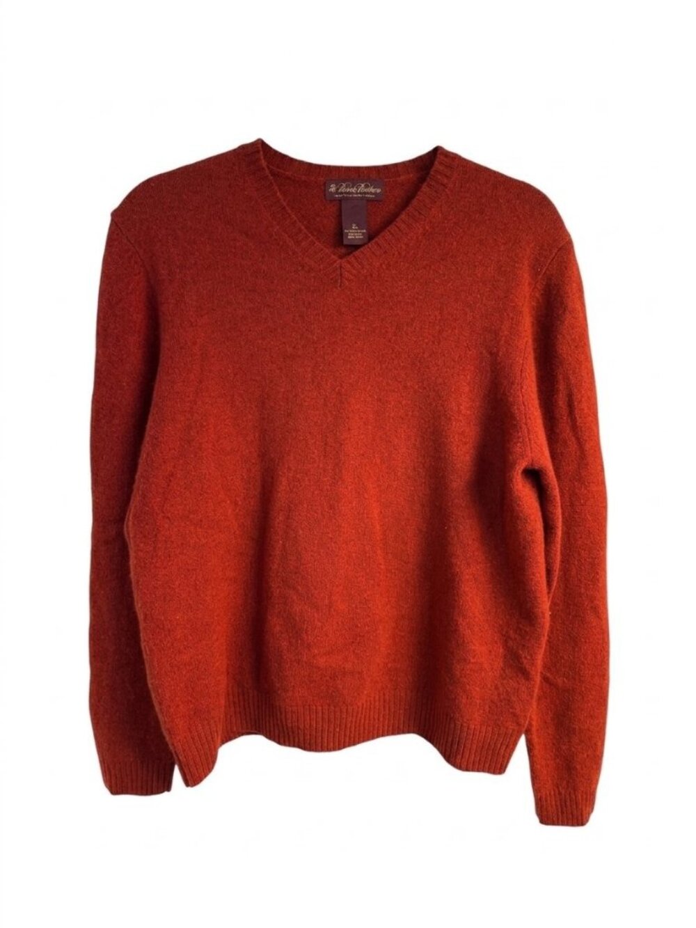 Brooks Brothers Scottish Lambswool Sweater XL Rust V-Neck